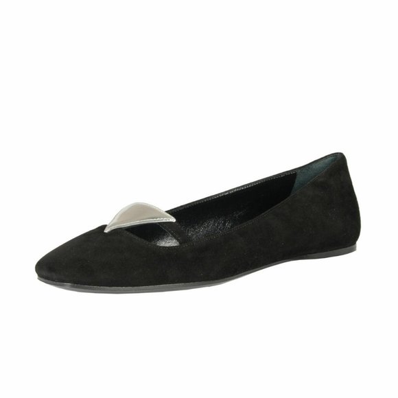 Prada Black Suede Leather Ballet Flats Shoes - Picture 1 of 8